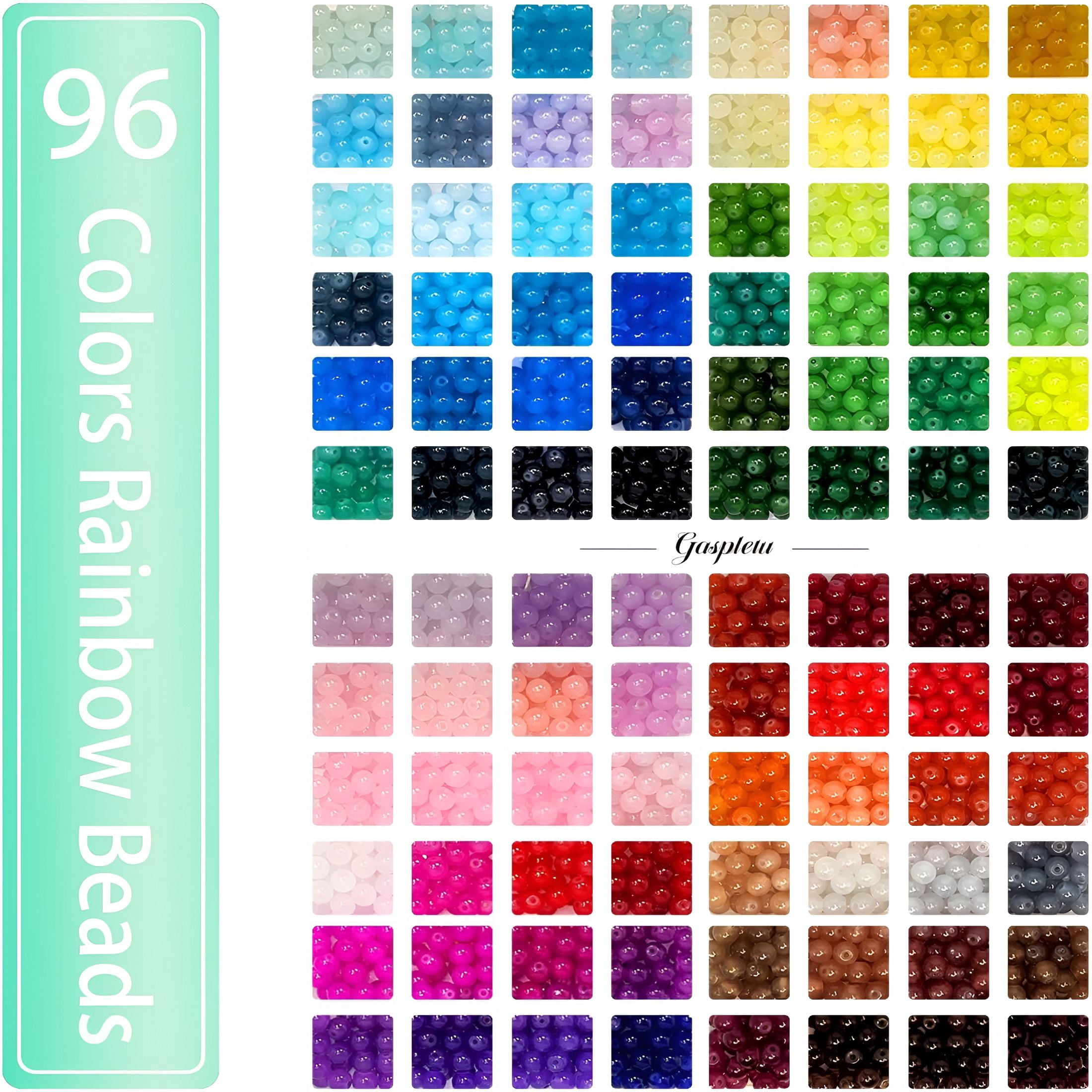 DESIGNICE 2500PCS 8mm Glass Beads Bracelet Making Kit, 96 Colors Crystal Beads for Jewelry Making, 4 Box Round Beads Suitable for Beginners