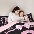 thumbnail image 4 of Erosebridal Kid Cute Ribbon Twin Bedding Sets 7-Piece, Initial S Letter Bedding Comforter Set, Pink Reversible, 4 of 7