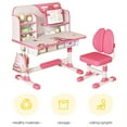 thumbnail image 4 of kluokesi 2Pcs/Set Kids Study Desk Chair Set, Height Adjustable Children School Study Table Chair Set with Astronaut Pattern, Ergonomic Desk Chair with Writing Board, Bookshelf and Drawer (Pink), 4 of 8
