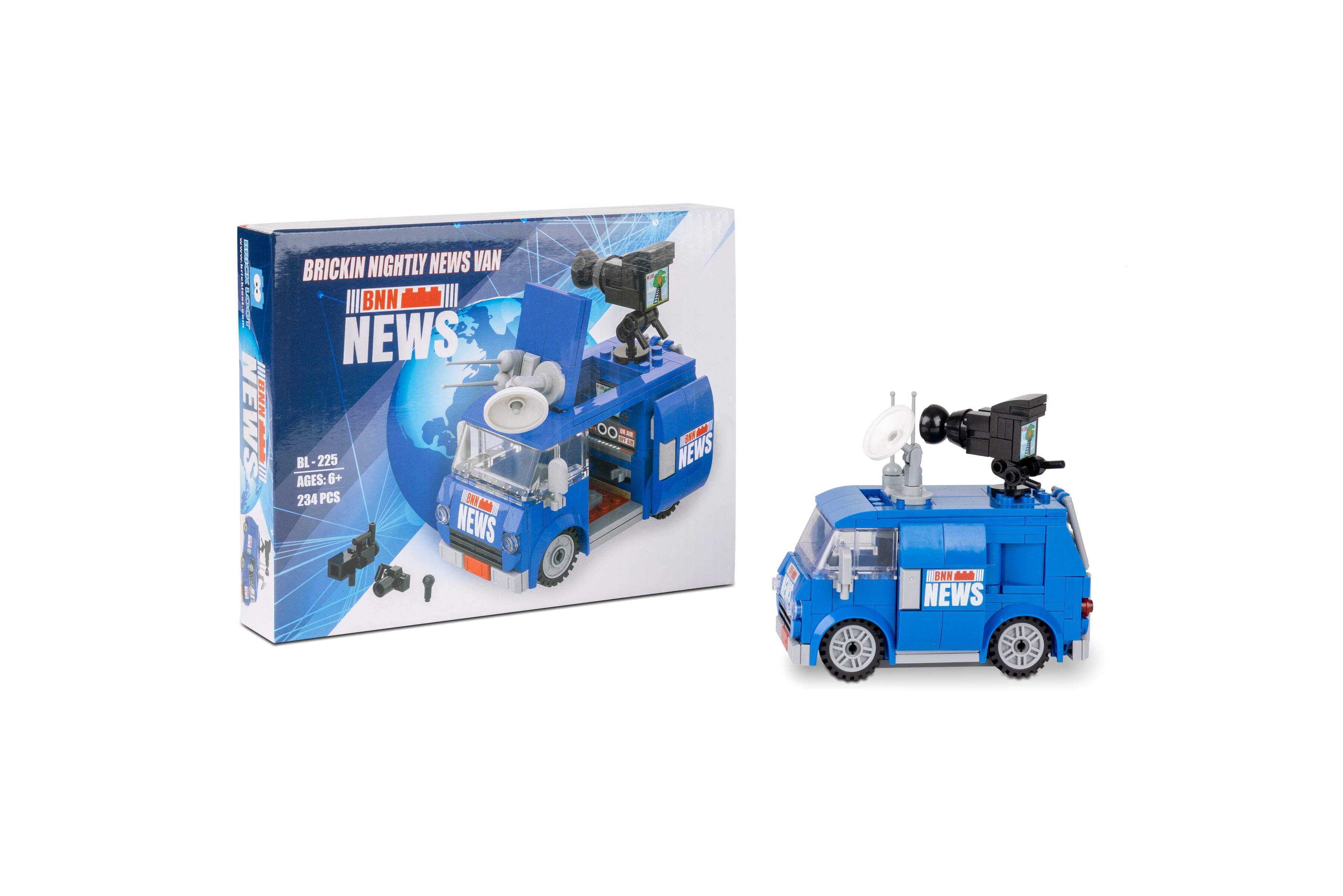 Brick Loot Brickin Nightly News Van Building Set, 234-Piece LEGO-Compatible Toy Blocks Kit, City Vehicle Playset for Kids Ages 6+