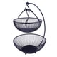 thumbnail image 1 of Cesta de fruta de hierro de 1 pieza, lavabo de fruta de doble capa, decoración de tipo europeo (negro), 1 of 6