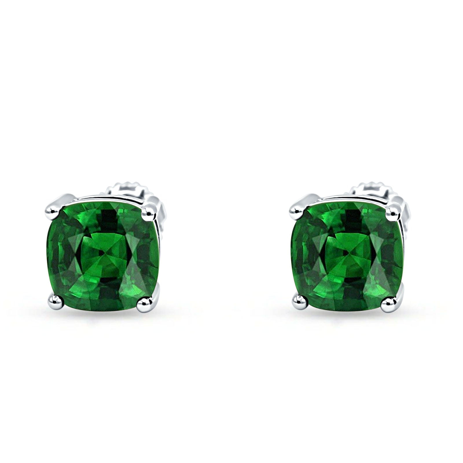 7mm Solitaire Screw Back Stud Earring Cushion Cut CZ Solid 925 Sterling Silver