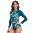 thumbnail image 6 of Women 2 Piece Rash Guard with Bottom Long Sleeve Zipper Swimsuit UPF 50 Bathing Suit -XL, 6 of 7