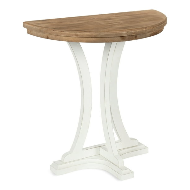 Kate And Laurel Linsley Farmhouse Half Moon Console Table 30 X 15 X 31 Rustic Brown And White Charming Rustic Table For Storage And Display Walmart Com Walmart Com