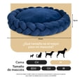 thumbnail image 4 of Cama Redonda Antiestrés con Cojín Trenzado para Perro Mediano y Gato Esquimal (Azul Marino, 70x15 cm), 4 of 6