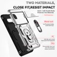 thumbnail image 2 of Nalacover Heavy Duty Armor Case for Google Pixel 6 Pro, Rugged PC Soft TPU Military Grade Shockproof Metal Magnetic Car Mount Cover with Camera Lens Sliding Ring Holder Bracket Case,Silver, 2 of 8