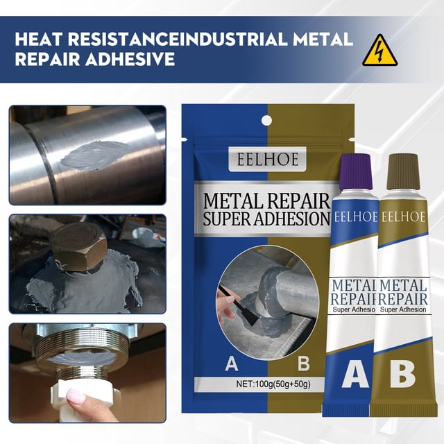 Fiudx Adhesivo para Fundición, Reparación de Soldadura a Alta Temperatura, Unión Permanente y Resistente, Sellado de Fugas y Relleno de Grietas, Reparación de Metal y Hormigón, Secado Rápido, Juego d