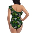 thumbnail image 5 of Haiem Tropical Leaves1 Women's One Piece Swimsuits Tummy Control One Shoulder Bathing Suits Ruffle Swimwear-Small, 5 of 8