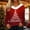 Red, variant on FDGIU Women's Christmas Sweater, Faux Fur & V-Neck Pullover, Festive Holiday Print Long Sleeve Tops 2025