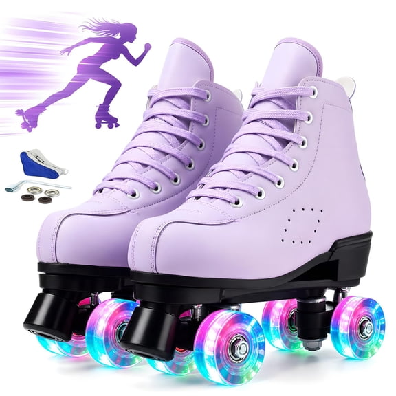 EONROACOO Purple Roller Skates for Women Girls, Teen Adult Light up Skates(Women 6/Men 4.5)