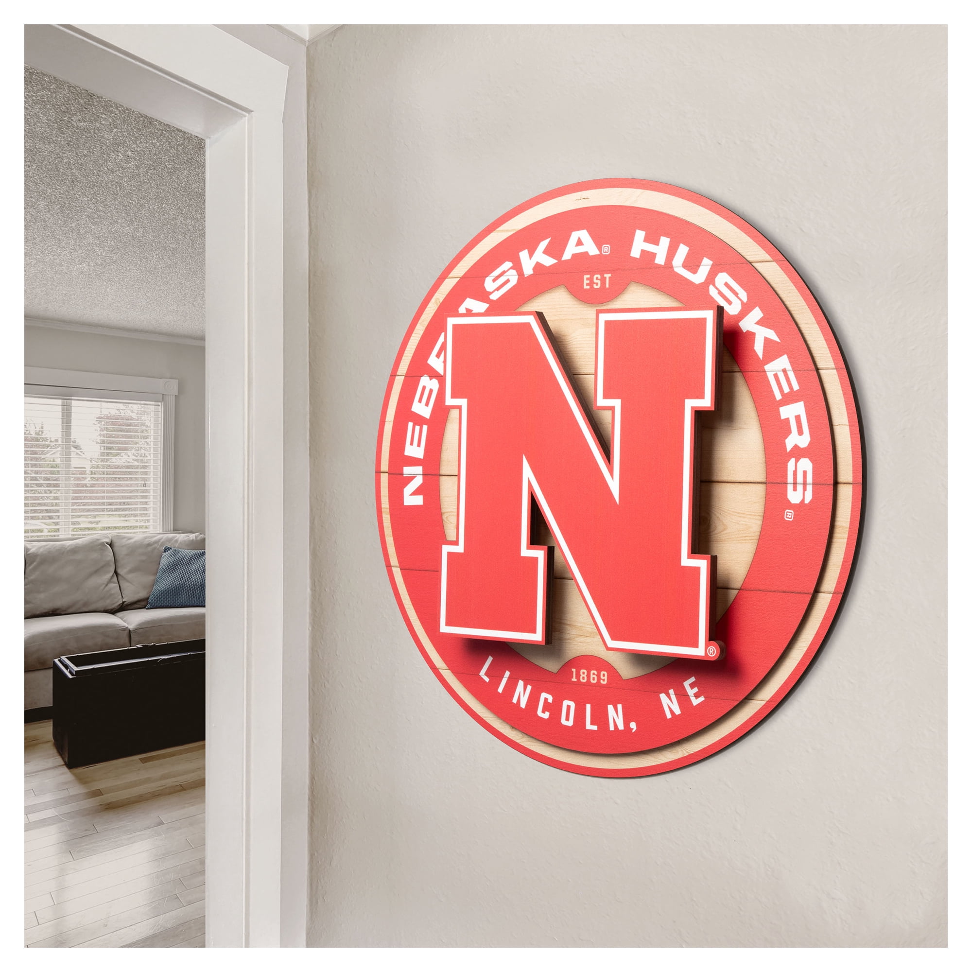 IDNA Nebraska Huskers 15" x 15" 3DX Logo Circle Backer Wall Art