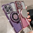 thumbnail image 6 of for iPhone 17 Magnetic Kickstand Case, [Compatible with Magsafe] Shockproof Cute Bling Glitter Diamond Rhinestone Ring Holder Camera Protector Soft Cover for Girl Woman for iPhone 17, Purple, 6 of 6
