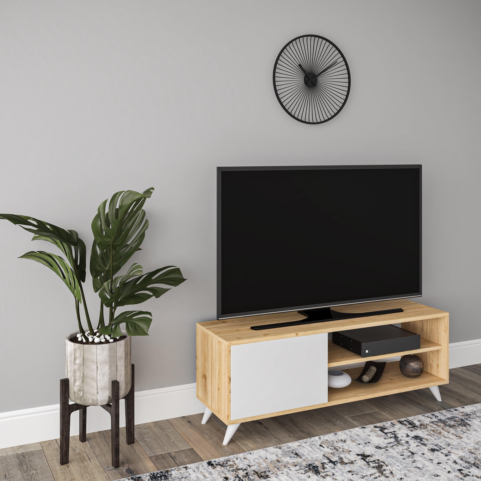 Ada Home Décor 2 Tier Venga TV Stand with Doors for TVs up to 53", White Oak