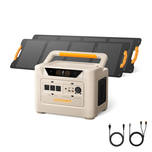 UDPOWER S1200 Solar Generator with 420W Solar Panel, 1190Wh LiFePO4 Battery 1200W (Surge 1800W) AC Output with UPS, 1.5H to 80% Fast Charge, Power Station for Home Backup/Outdoor/RVs/Emergency