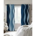 thumbnail image 3 of Fsddascl Abstract Blue Moire Blackout Curtains for Bedroom/Living Room, Thermal Insulated Kitchen Curtains, Gradient Coastal Ocean Geometric Waves Grommet Darkening Window Treatment Drapes 52"x84"x2, 3 of 8