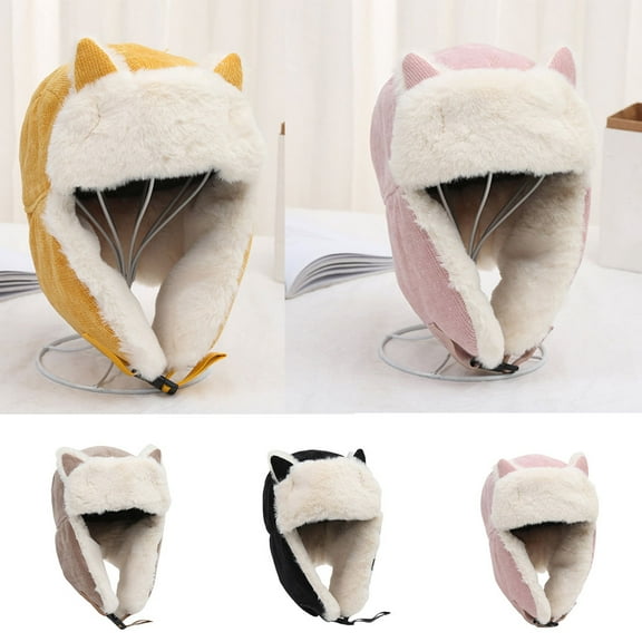 Zhaomeidaxi Women's Hat Cat Ear Crochet Braided Knit Caps Warm Snowboarding Winter