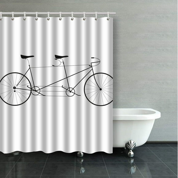RYLABLUE Vector Illustration Tandem Bike Shower Curtain Bathroom Curtain 60x72 inches