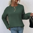 thumbnail image 2 of IROINNID Reduced Womens Sweater Round Neckline Pullover Sweater Solid Color Casual Mid-Length Long Sleeve Sexy Tops Blouse, 2 of 8