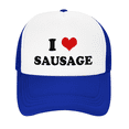 thumbnail image 2 of I Heart Sausage Love Food Funny Trucker Hat Mesh Cap Unisex Blue, 2 of 5