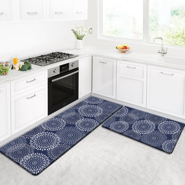 Alfombra de cocina LuxStep acolchada antifatiga de PVC azul