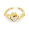 thumbnail image 3 of AFFY Round Cut White Natural Diamond Accent Claddagh Ring In 14k Yellow Gold Over Sterling Silver-5, 3 of 6