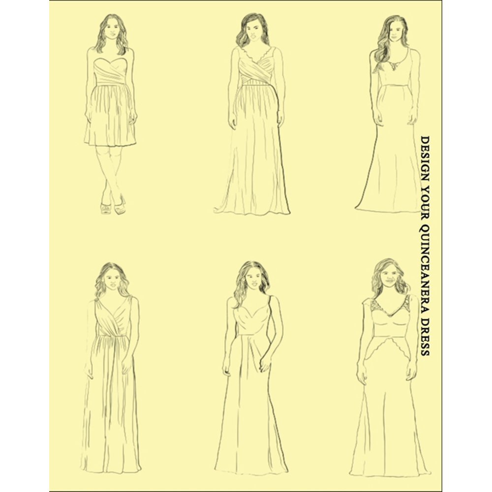 Design Your Quinceanera Dress Sketch Book with Figure Template to