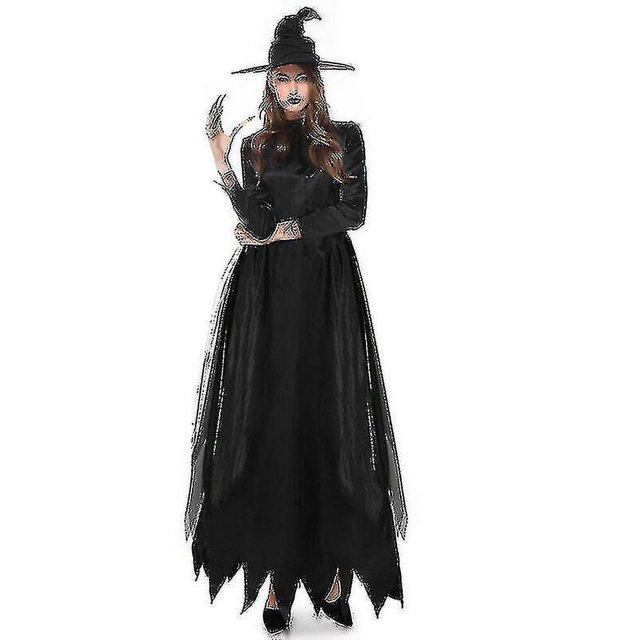 Vestido Medieval de bruja negra para mujer, disfraces de Halloween de mago gótico, Sexy, aterrador, Wicca