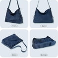 thumbnail image 7 of Sunyuer Women Vintage Washed Denim Hobo Bag, Large Capacity Commuter Shoulder Tote Handbag, Casual Retro Denim Crossbody Bag with Adjustable Strap for Work Travel Daily Use, 7 of 7