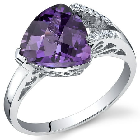 Peora 2.00 Ct Amethyst Engagement Ring in Rhodium-Plated Sterling Silver