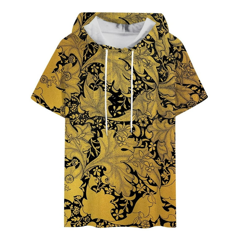 Men s Hooded Sweatshirt Pullover Men s Spring And Summer Fashion Casual Hawaiian Print Short Sleeve Hoodie Designer Hoodies for Men Mens Sweat Shirt