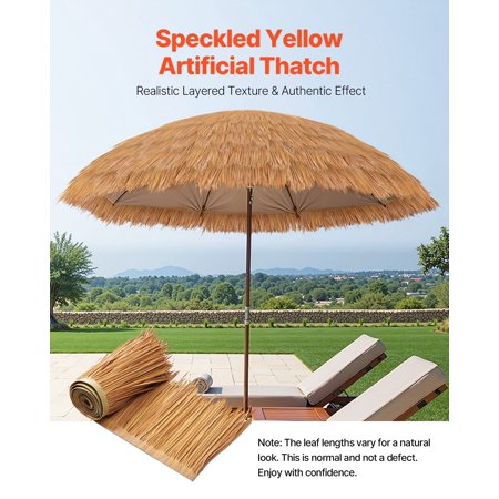 Tiki Hut Thatch Roof 1.3x3.2ft - Realistic Artificial Grass Skirt for Patio, Cabana & Tropical Backyard Theme