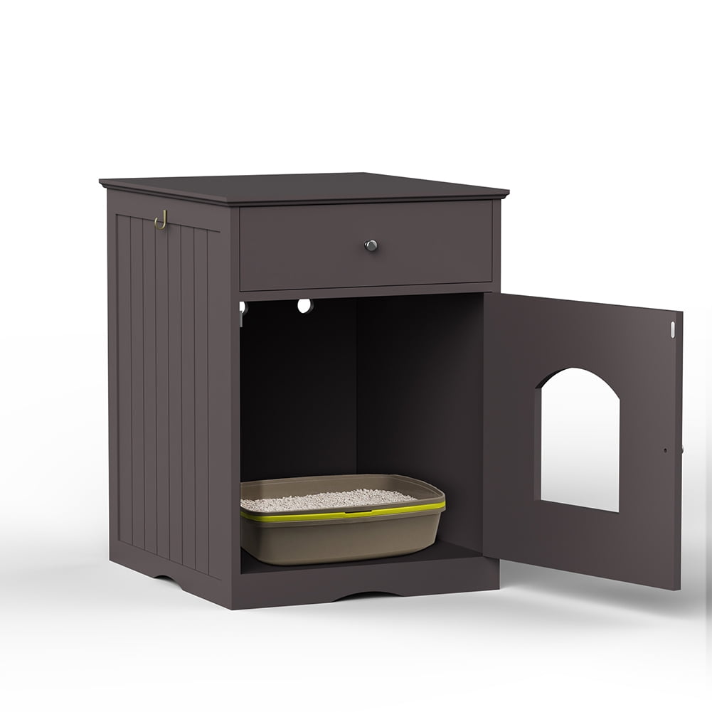 Kadyn Pet House, Solid Wood Cat Litter Box Enclosure with Drawer, Cat Home Nightstand for Indoor Cats, Brown Kadyn Pet House, Solid Wood Cat Litter Box Enclosure with Drawer, Cat Home Nightstand for Indoor Cats, Brown