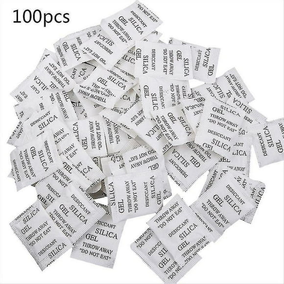 Silica Gel Desiccant Pack Moisture Absorber - 100 Packets Non-toxic Dehumidifier For Kitchen Clothes Storage Room Food Spices Jewelry Shoes__Special Gift 3942
