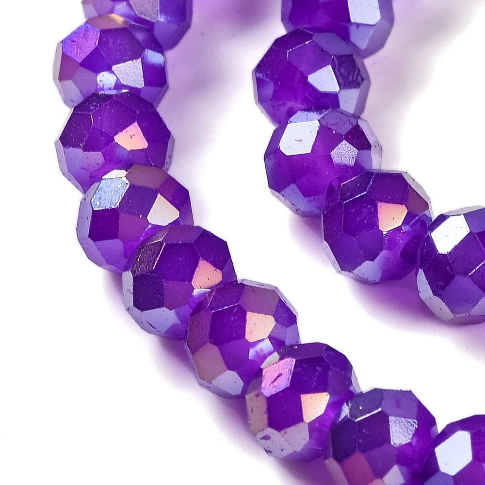 20 strand Baking Electroplate Glass Beads Strands AB color Faceted Round Blue Violet 8x6mm Hole: 1mm 63~65pcs/strand 15.75''(39~40cm)