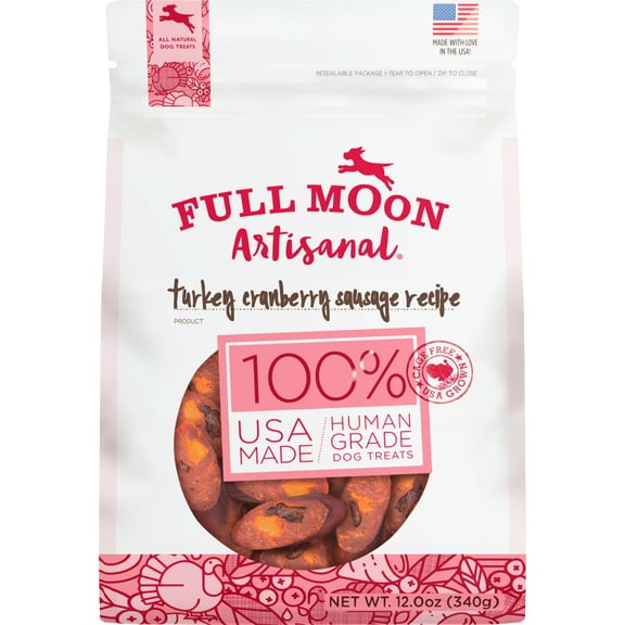 Full Moon Turkey Cranberry Sausage Dog Treats, 12 Ounces