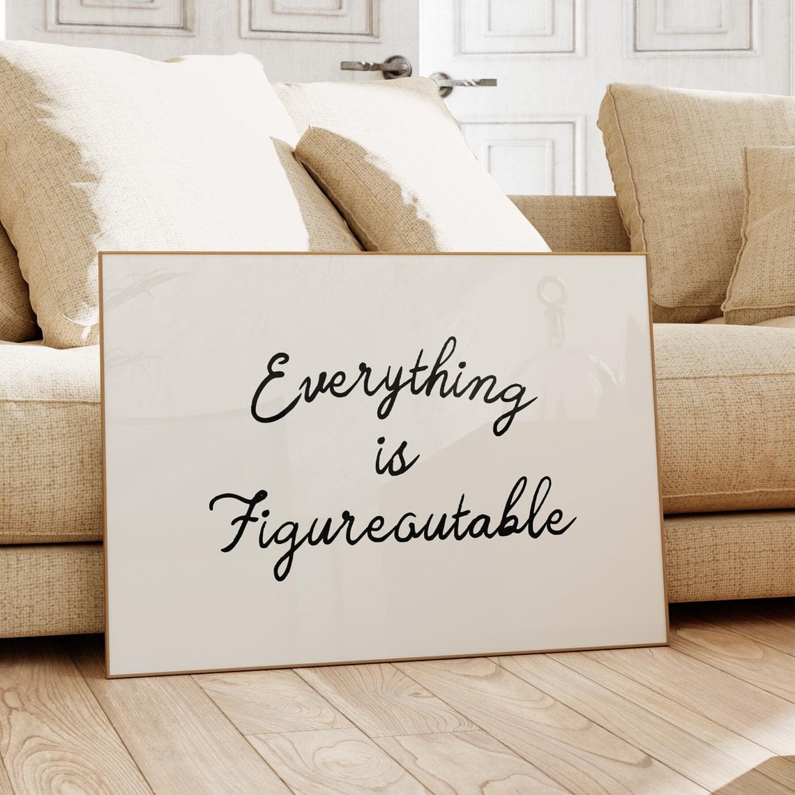 Everything Is Figureouttrendy Inspirational Quote Wall Art Cute Office Decor Minimalist Horizontal Wall Art Wall Art Modern Wall Decor 24x36 UNFRAMED