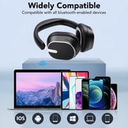 -53dB Hybrid Active Noise Cancellation Bluetooth Headphones 5.4, Transparent Modes, 50H Playtime with LED Display, Deep Bass, Clear Call, Comfort Fit Over Ear Headphones for Travel Office PC Black