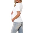 thumbnail image 3 of INSPIRE CHIC Women's Maternity Blouse Ribbed Knit Puff Short SleeveTop Ruched T-Shirt Shower Photoshoot S White, 3 of 6