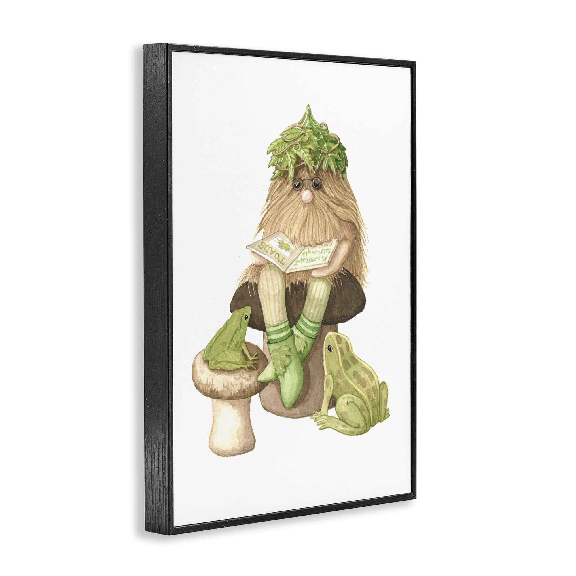 Stupell Industries Garden Elf with Frogs Black Framed Giclee Art, design by Nancy Overton