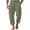 Army Green, variant on CHEEREAM Mens Linen Cropped Pants Yoga Beach Loose Fit Casual Summer Elastic Waist Drawstring Baggy Trousers with Pockets Gray XL