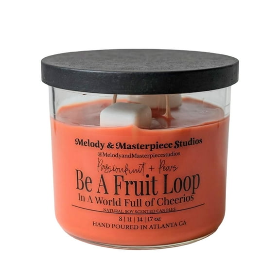 Scented Candle Jar (14.5oz) – Natural Soy Wax Candle Jar with Lid – Long-Lasting 35 Hours Burn Time – Ideal for Backyard, Patio, Decks & Indoor - (Be A Fruit Loop)
