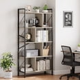 thumbnail image 2 of 5 Tier Bookshelf with Storage, 61 Inch Tall Industrial Book Shelf with Open Display Bookshelves, 5 Shelf Bookcase with Metal Frame for Living Room, Bedroom and Home Office-Grey, 2 of 6