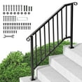 thumbnail image 3 of Strong Metal Outdoor Stair Handrail for 3-4 Steps, Arch Support Rail for Elderly and Safety, Easy No-Drill Installation, Black, 3 of 7