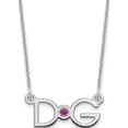 thumbnail image 1 of Custom Personalized 10K White Gold Medium 2 Initial w/ 18k Bezel Birthstone Necklace 10k White Gold: Jewelry by Sweet Pea - Made in USA, 1 of 5
