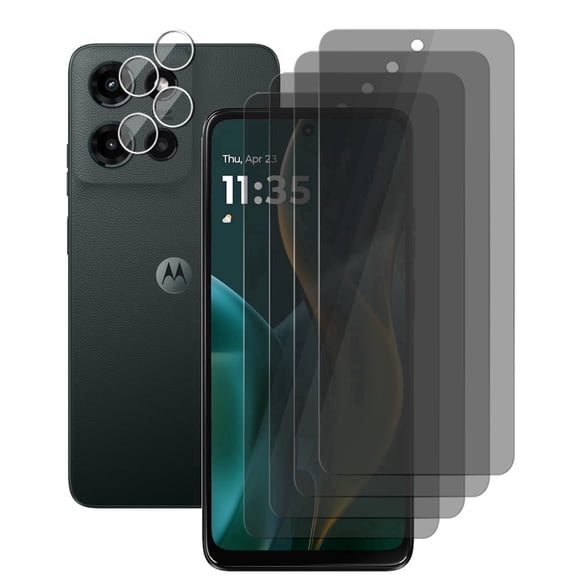 UZWZW (4 2) for Motorola Moto G 5G 2025 Privacy Screen Protector Tempered Glass with (2 Pack) Camera Lens Protector