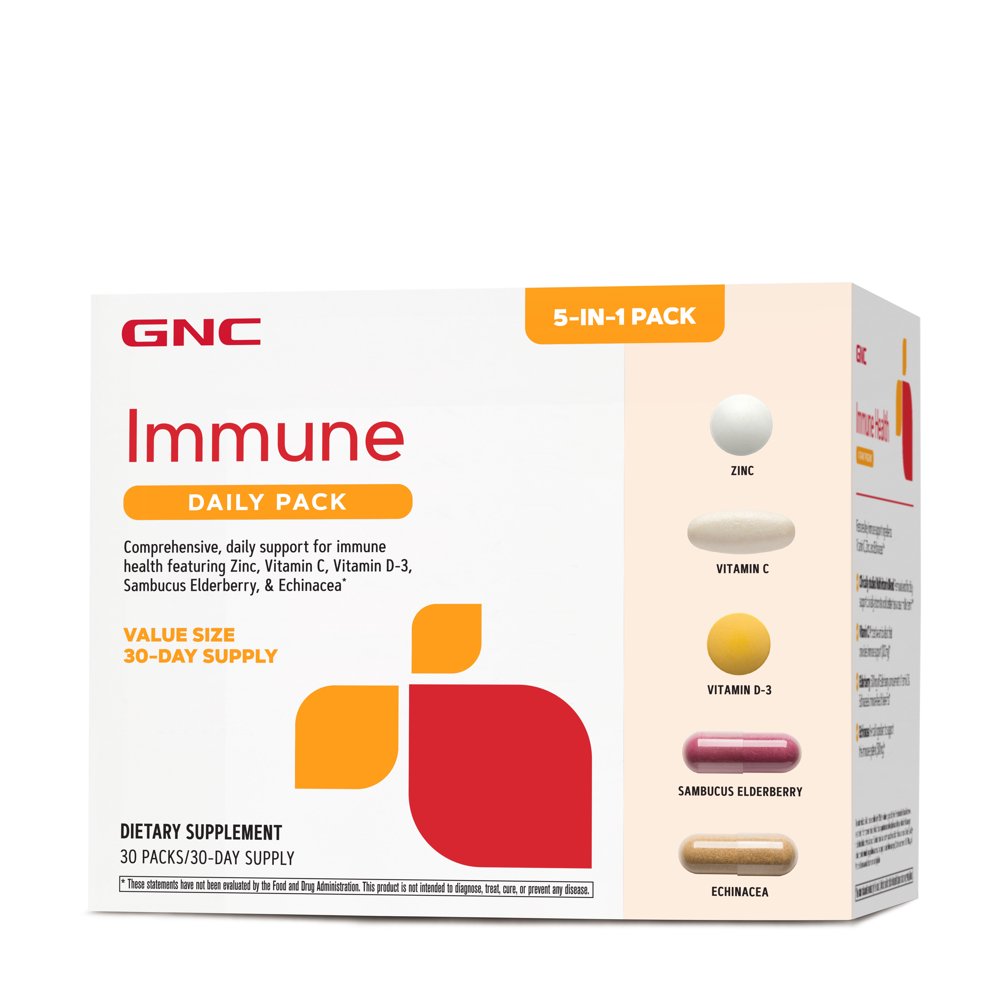 GNC IMMUNE DAILY PACKS, Complete Immune Health Support, with 1000mg