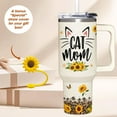 thumbnail image 2 of 40oz Sunflower Cat Mom Tumbler with Handle - Birthday/Christmas Gift for Cat Lovers & Ladies, 2 of 7