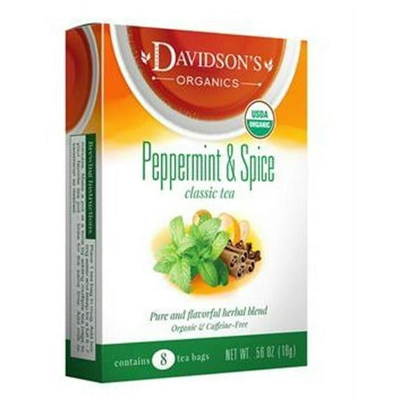 Davidsons Organics 2565 Peppermint & Spice Tea - Pack of 6 & Box of 25