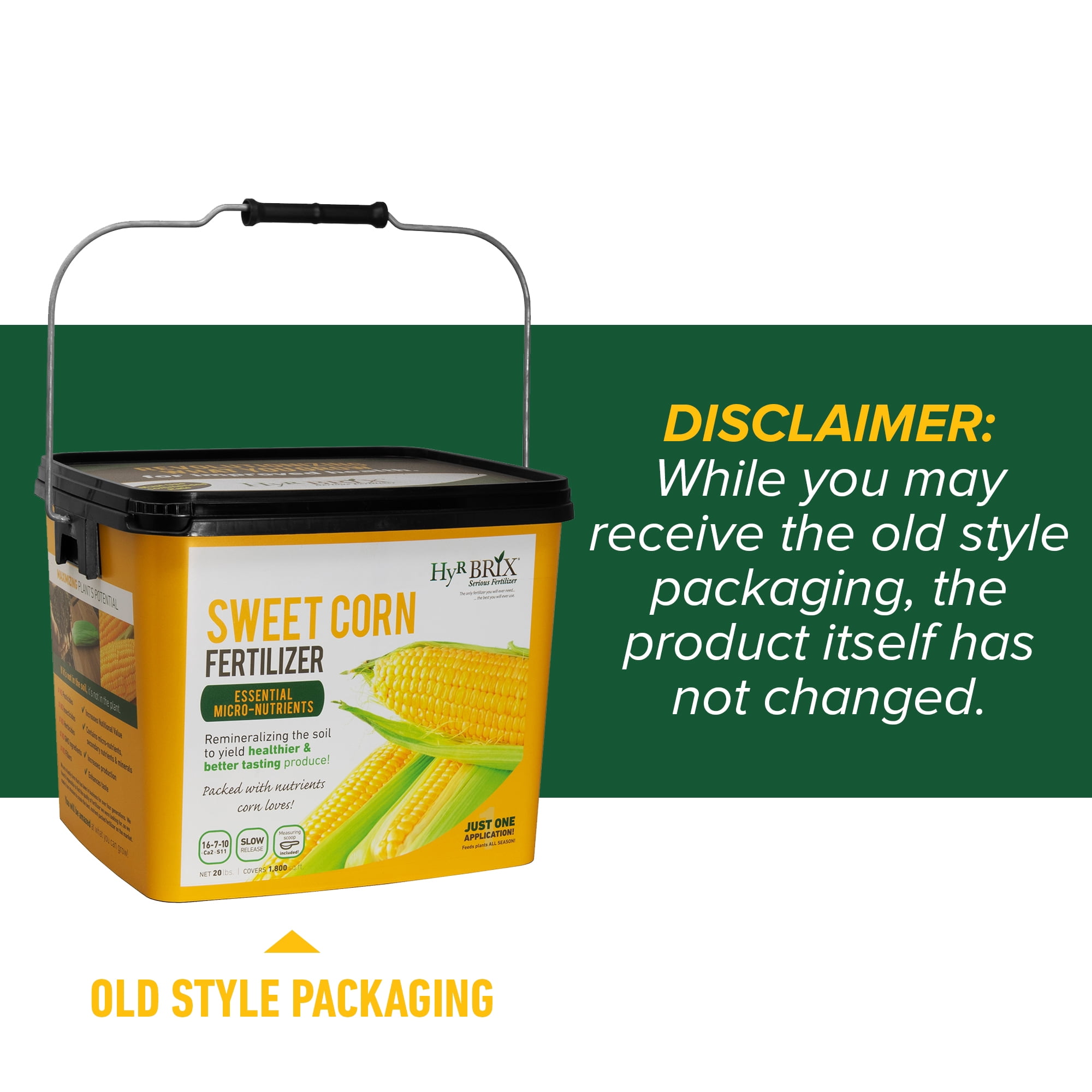 HyR BRIX Slow-Release 16-7-10 Sweet Corn Fertilizer, 20lb Bucket - Corn Food with Calcium & Sulfur - Essential Micronutrients for Big, Uniform Ears & Sweet Flavor