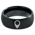 thumbnail image 2 of Tungsten GPS Location Symbol Icon Band Ring 8mm Men Women Comfort Fit Black Dome Brushed Polished, 2 of 4